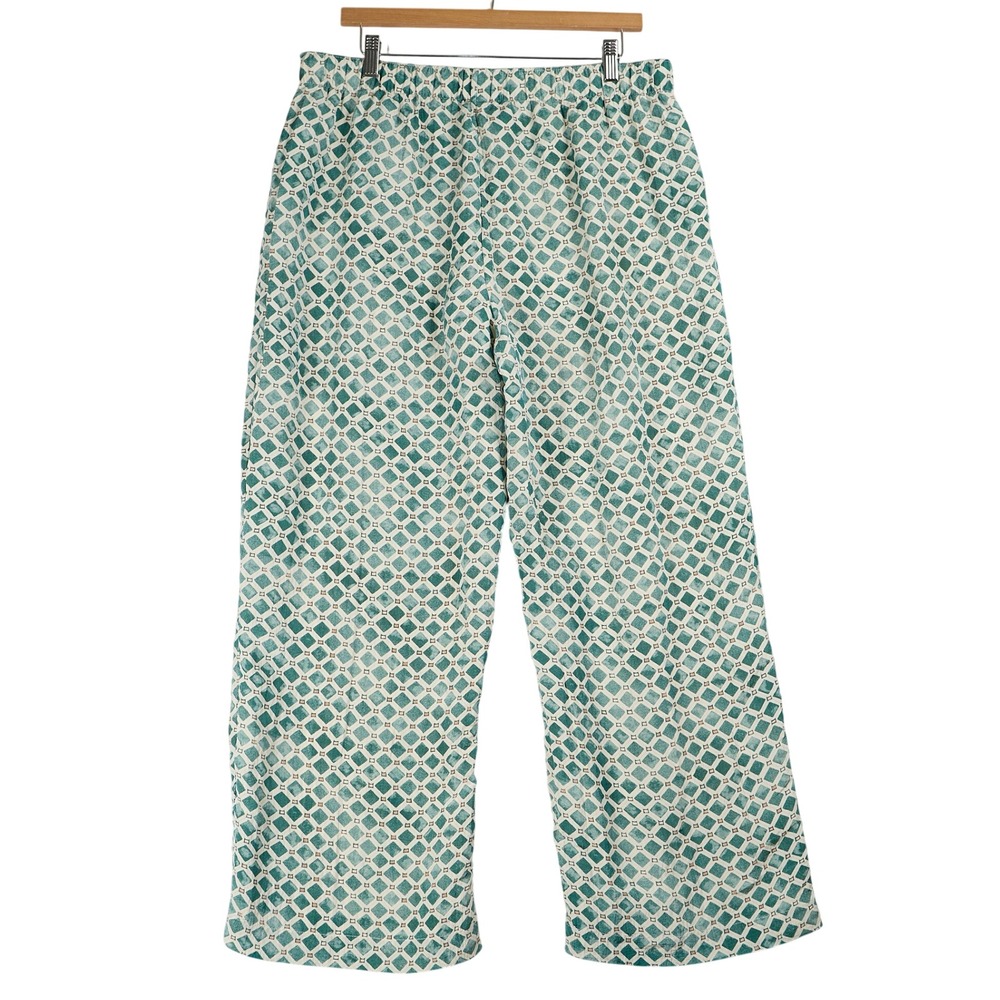 Abercrombie & Fitch Teal and White Wide-Leg Pants - Picture 3 of 7